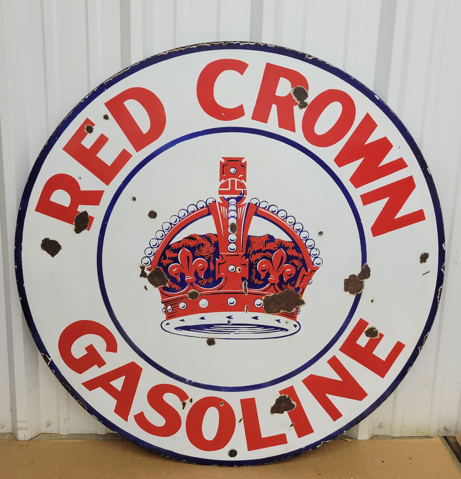 Red Crown Gasoline Single Sided Porcelain Sign (1 of 2)