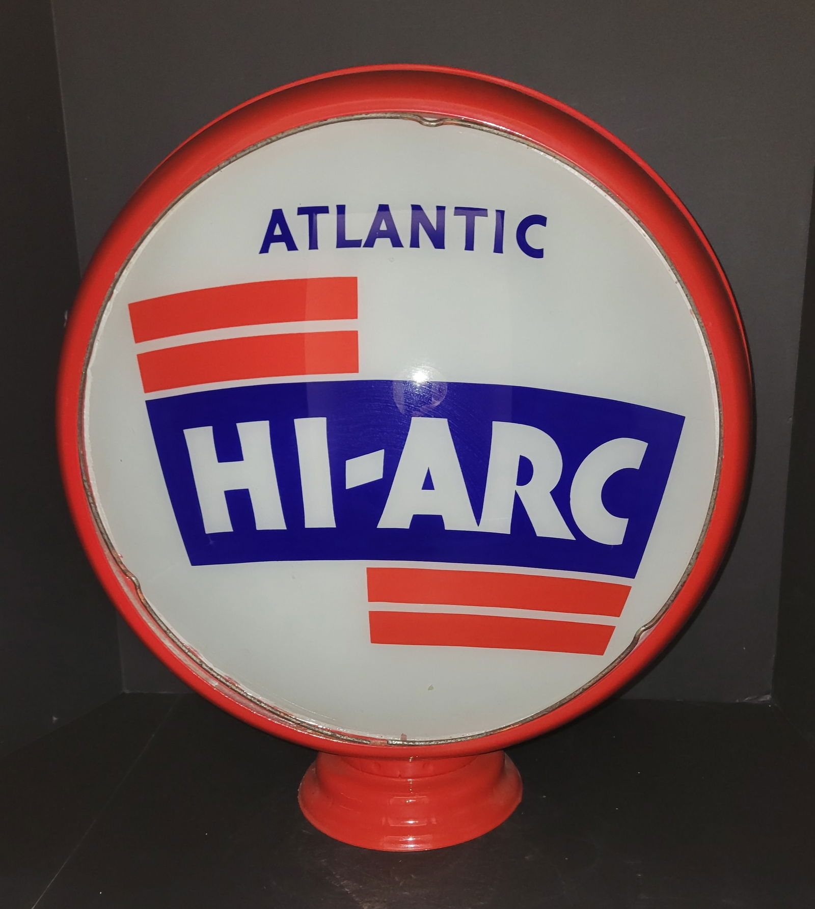 Atlantic Hi-Arc Gasoline 15" Single Gas Pump Lens w/ HP Metal Globe Body (1 of 3)