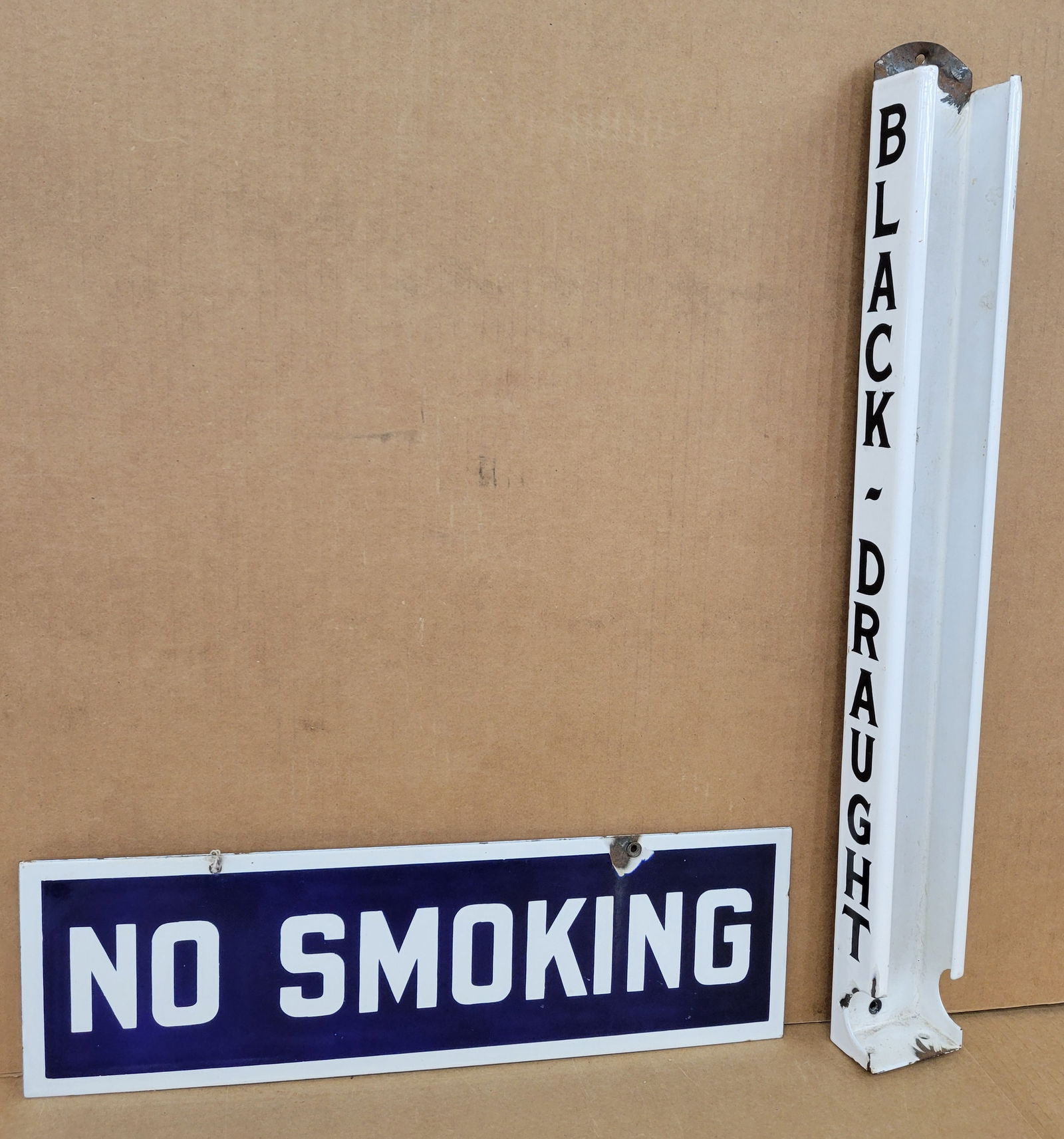 No Smoking Porcelain Sign and Black Draught Porcelain Dispenser (1 of 3)