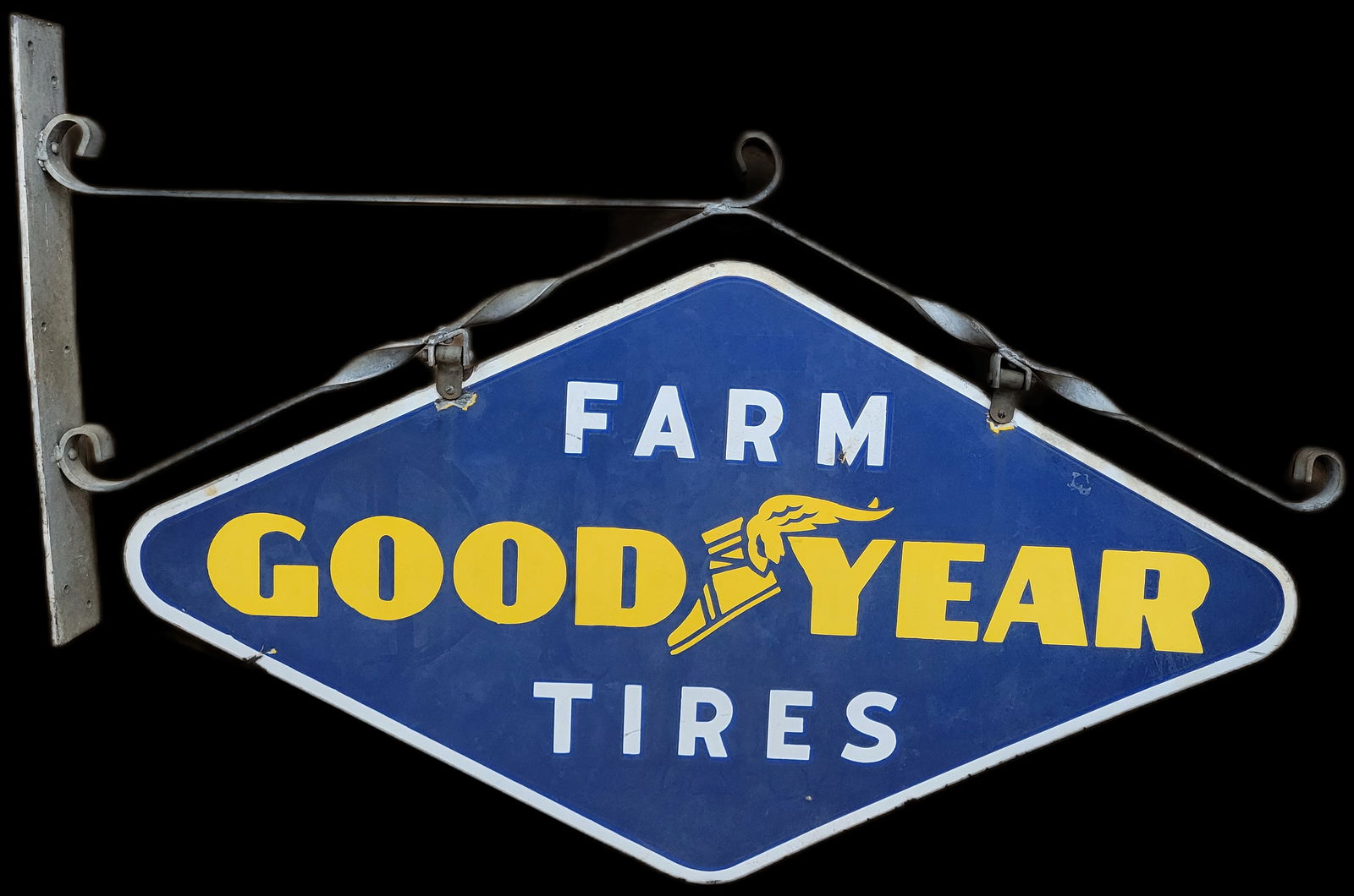 Goodyear Farm Tires Double Sided Porcelain Sign With Bracket (1 of 3)