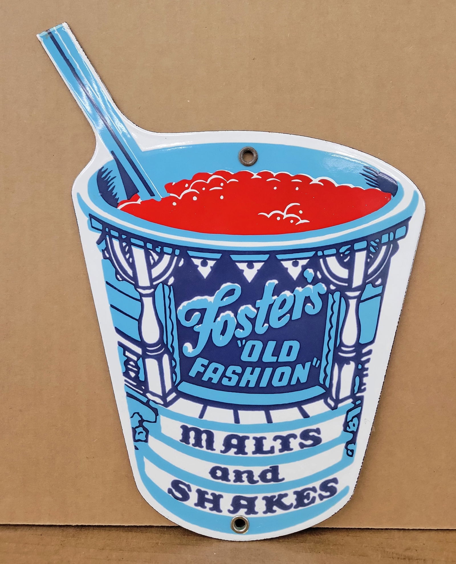 Foster's Old Fashion Malts and Shakes Single Sided Porcelain Sign (1 of 2)