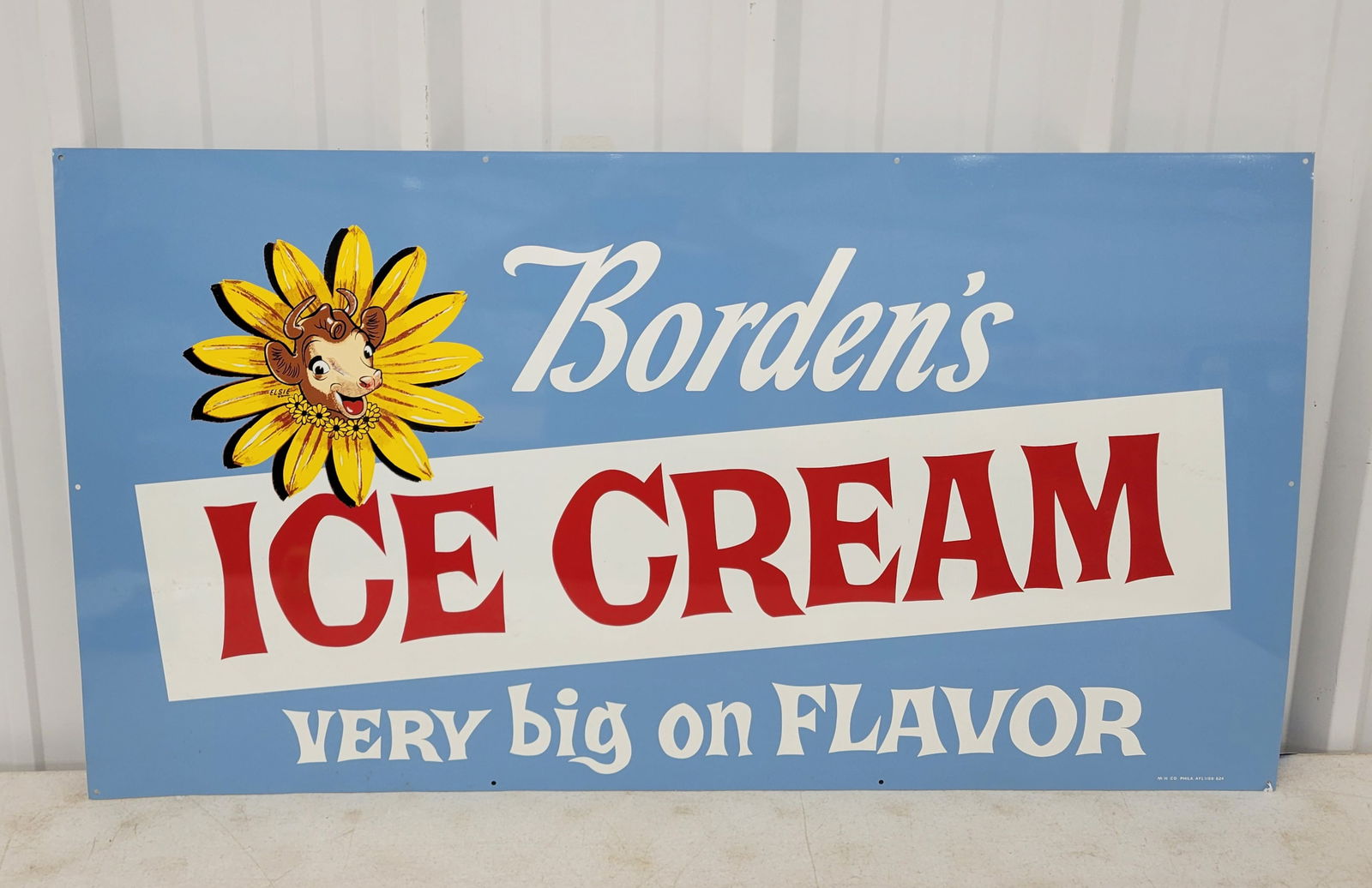 NOS Borden's Ice Cream Single Sided Tin Sign With Elsie Logo (1 of 2)