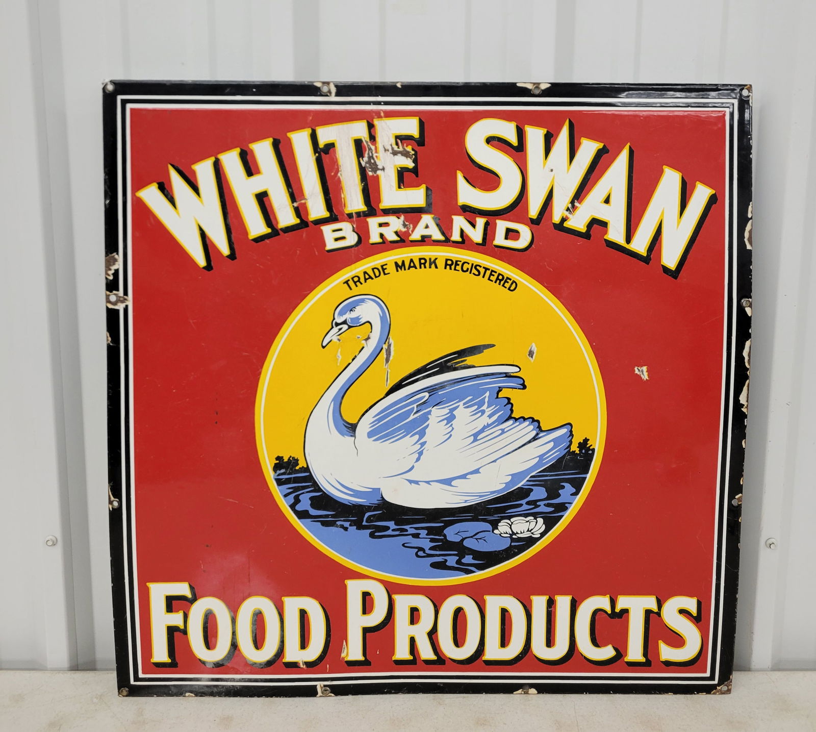 White Swan Brand Food Products Single Sided Porcelain Sign (1 of 2)