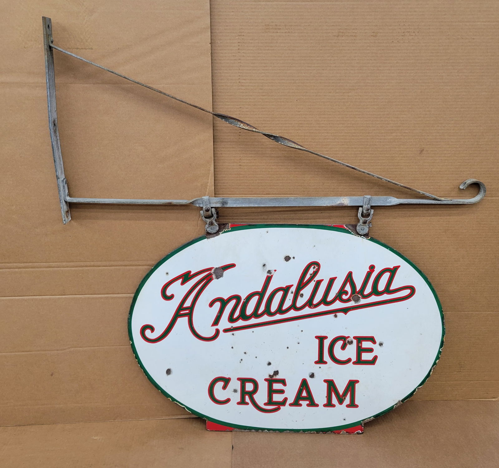 Andalusia Ice Cream Double Sided Porcelain Sign With Bracket (1 of 2)