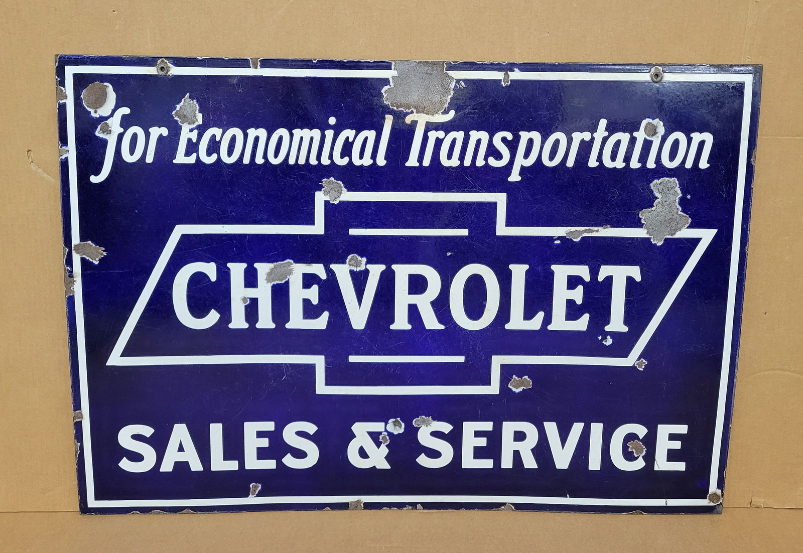 For Economical Transportation Chevrolet Sales and Service Double Sided Porcelain Sign (1 of 2)