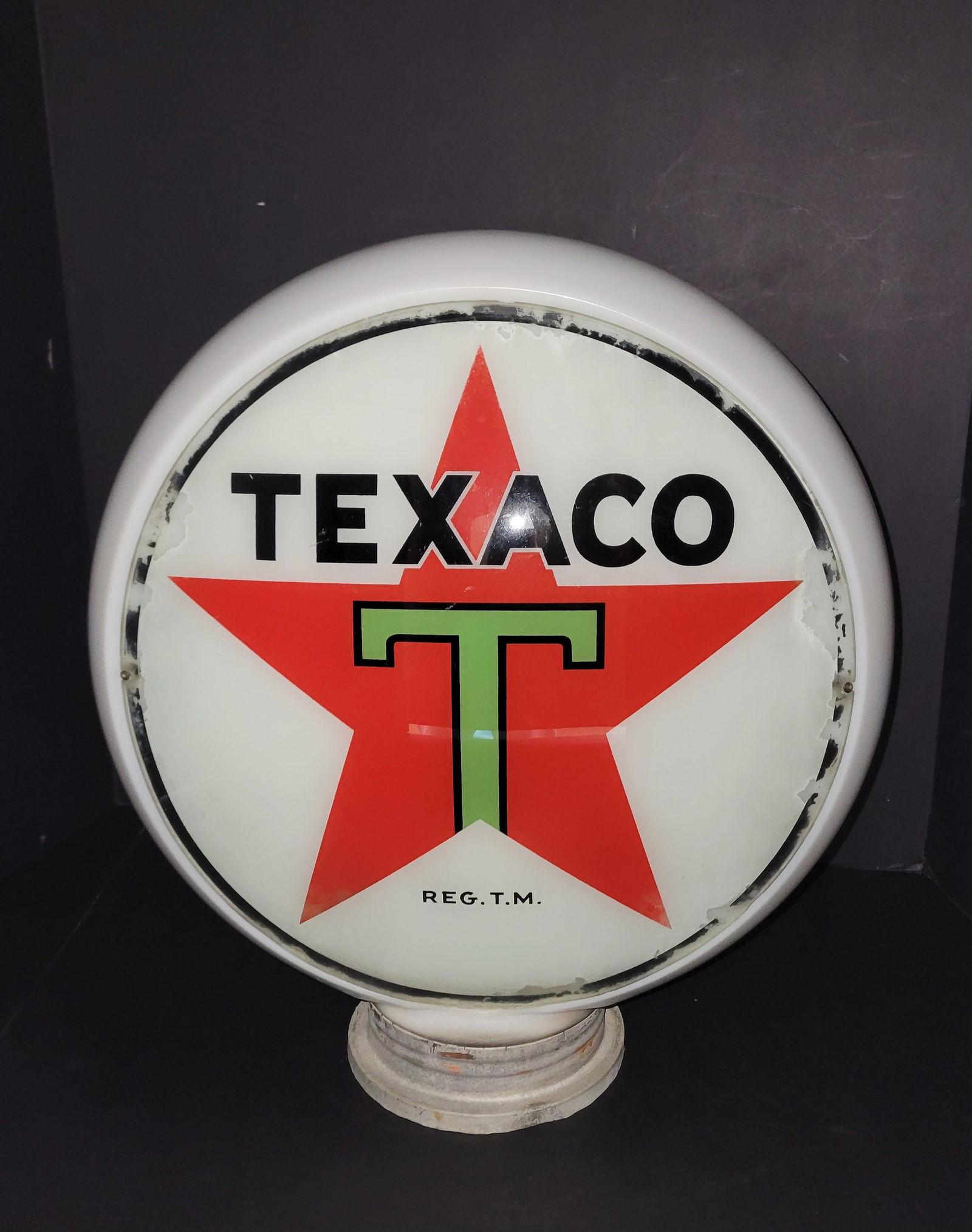 Texaco Gasoline 13.5" Complete Milk Glass Body Globe (1 of 3)