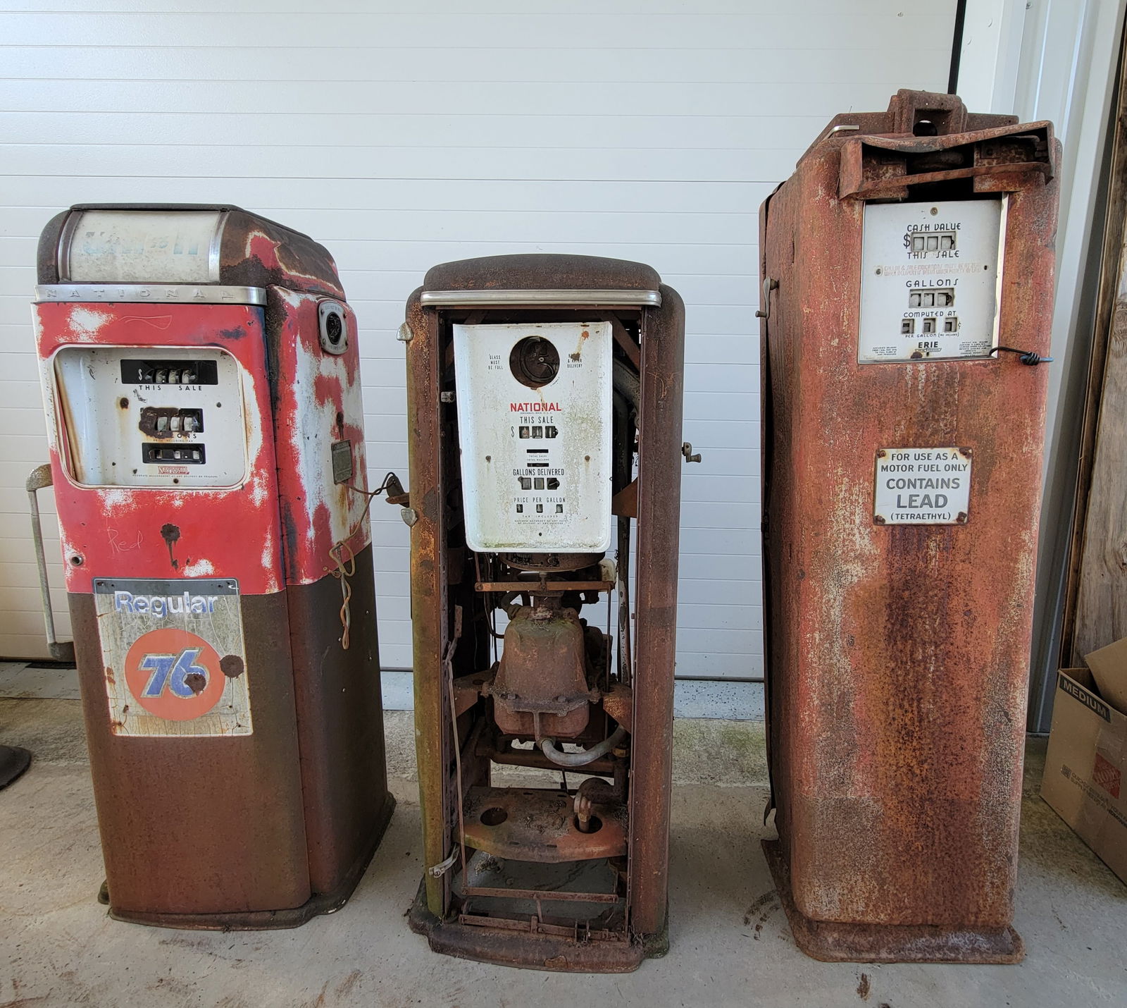 Group of Three Computing Gas Pumps & Parts Erie Tokheim & National (1 of 4)