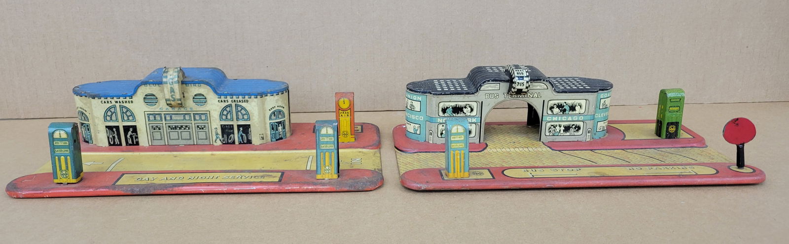 Marx Blue Bird Garage and Bus Terminal Tin Litho Toys (1 of 6)