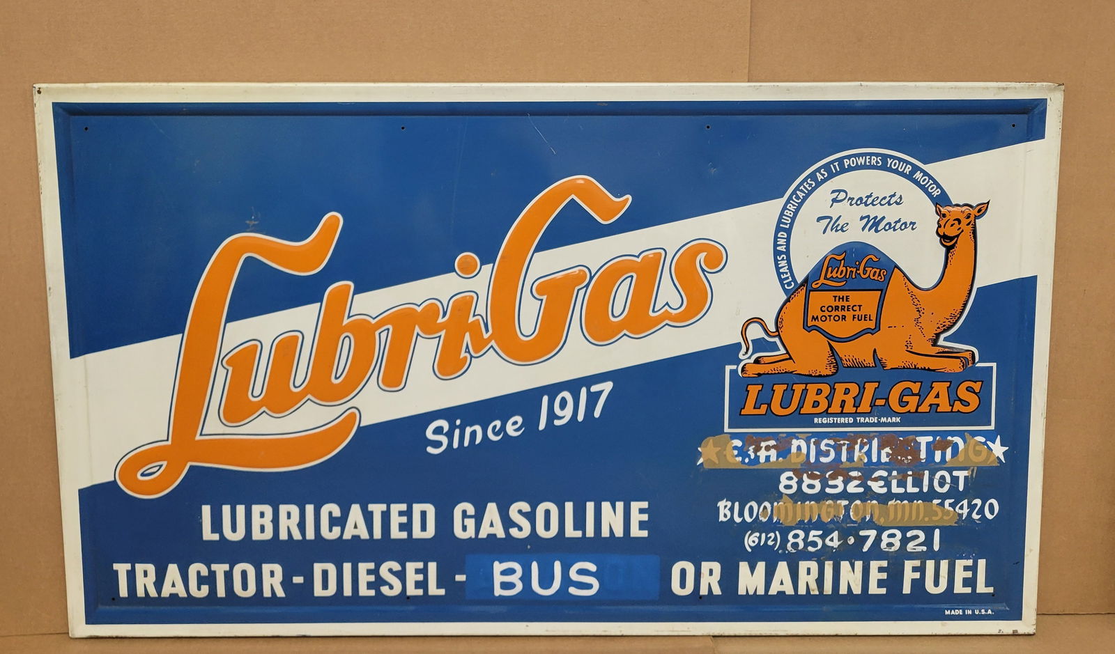 Lubri-Gas Lubricated Gasoline Embossed Sign (1 of 2)