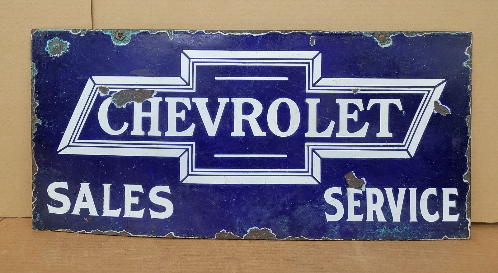 Chevrolet Sales and Service Double Sided Porcelain Sign (1 of 2)