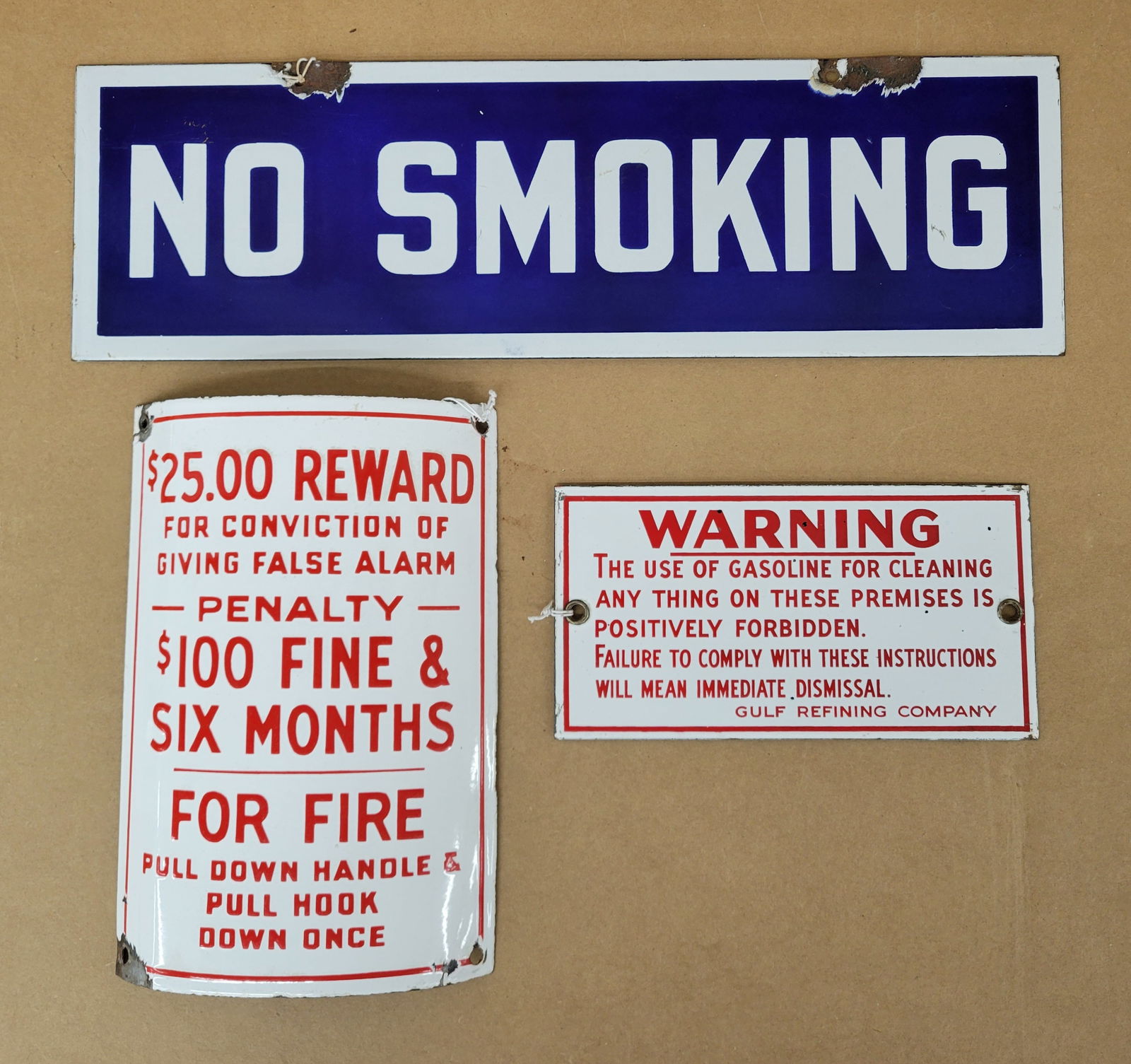 Lot of 3 Misc. Single Sided Porcelain Sign (1 of 2)