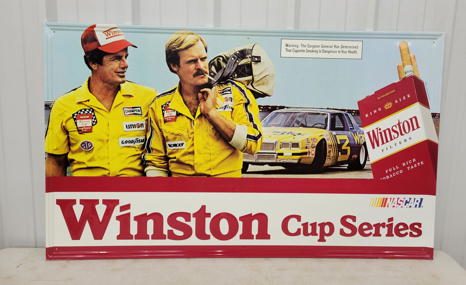 1982 Winston Cup Series Nascar Single Sided Tin Cigarette Sign NOS (1 of 2)