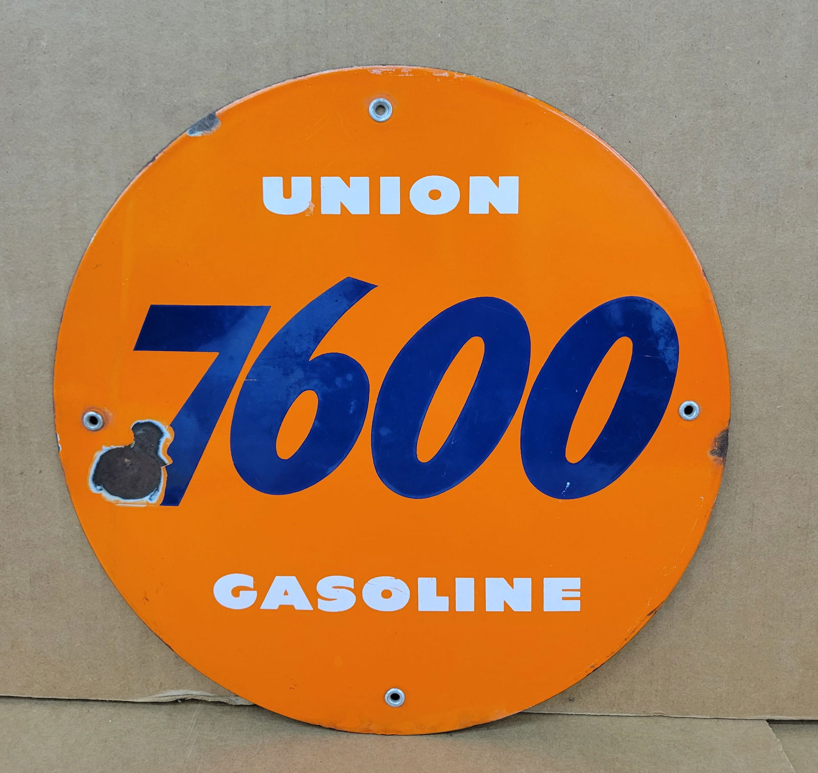 Union 76 Gasoline Single Sided Porcelain Pump Plate Sign (1 of 2)