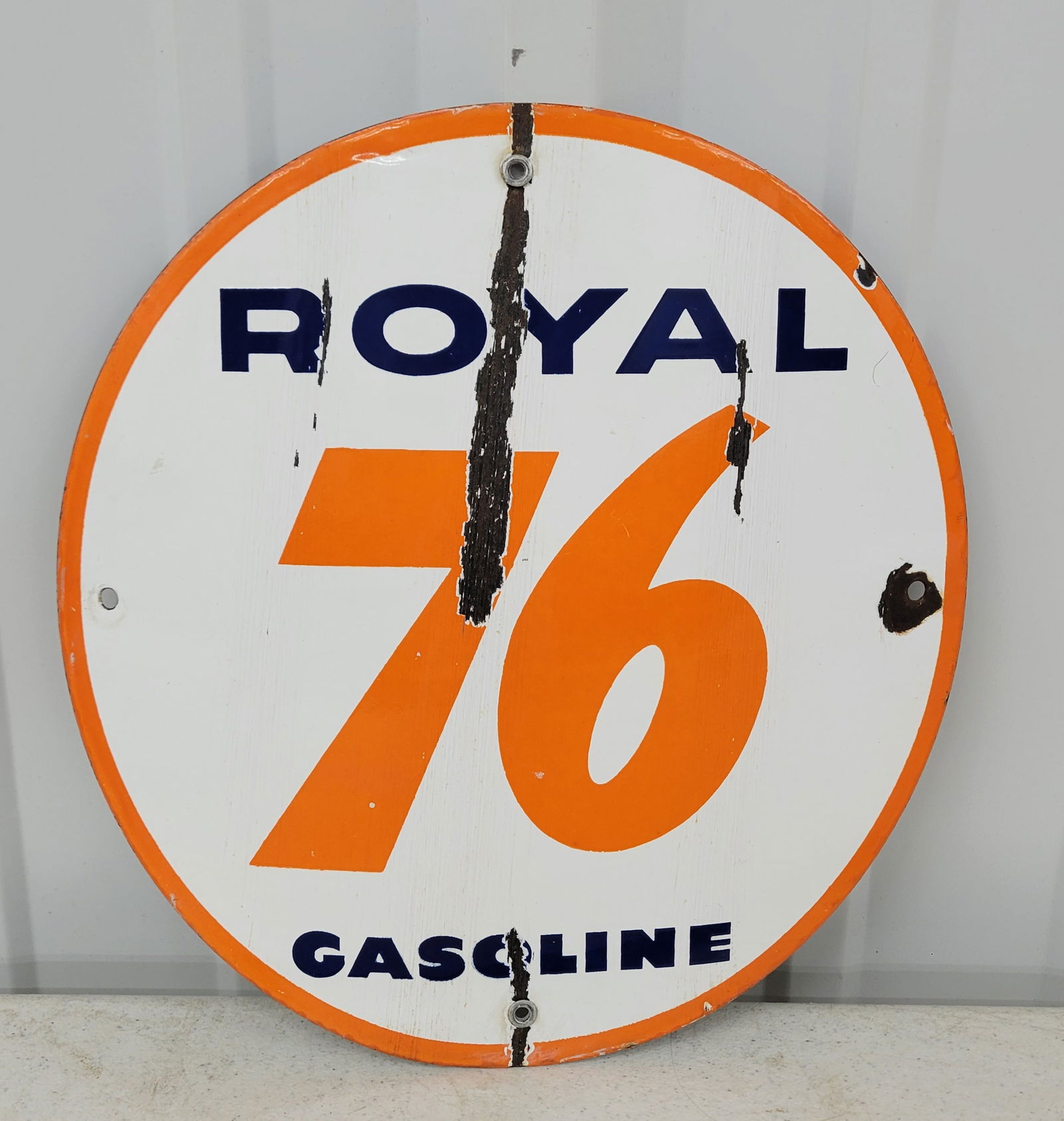 Royal 76 Gasoline Porcelain Pump Plate Sign (1 of 2)