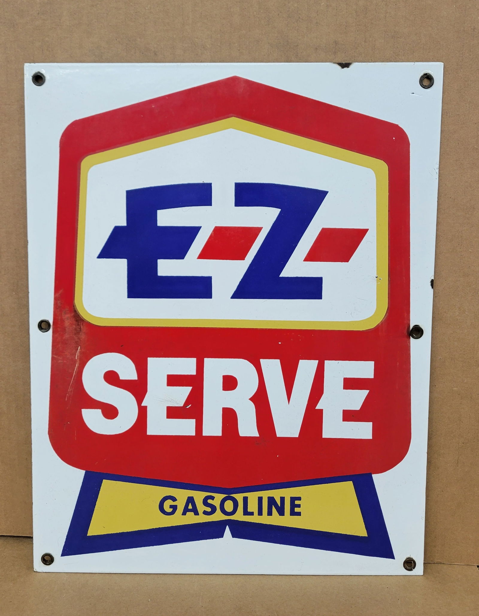 E-Z Serve Gasoline Single Sided Porcelain Sign (1 of 2)