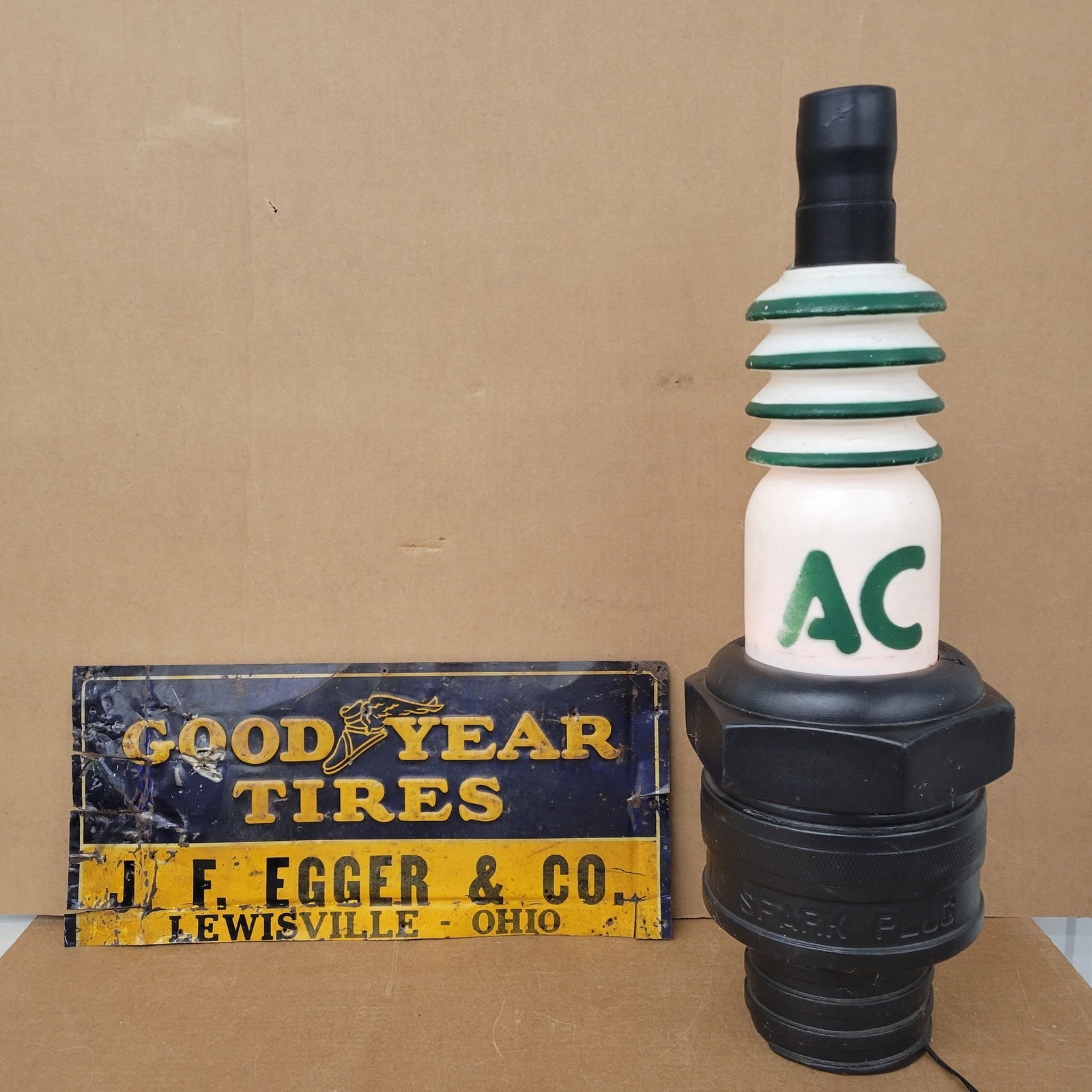 AC Spark Plug Display and Goodyear Tires J.F. Egger and Co. Sign (1 of 6)