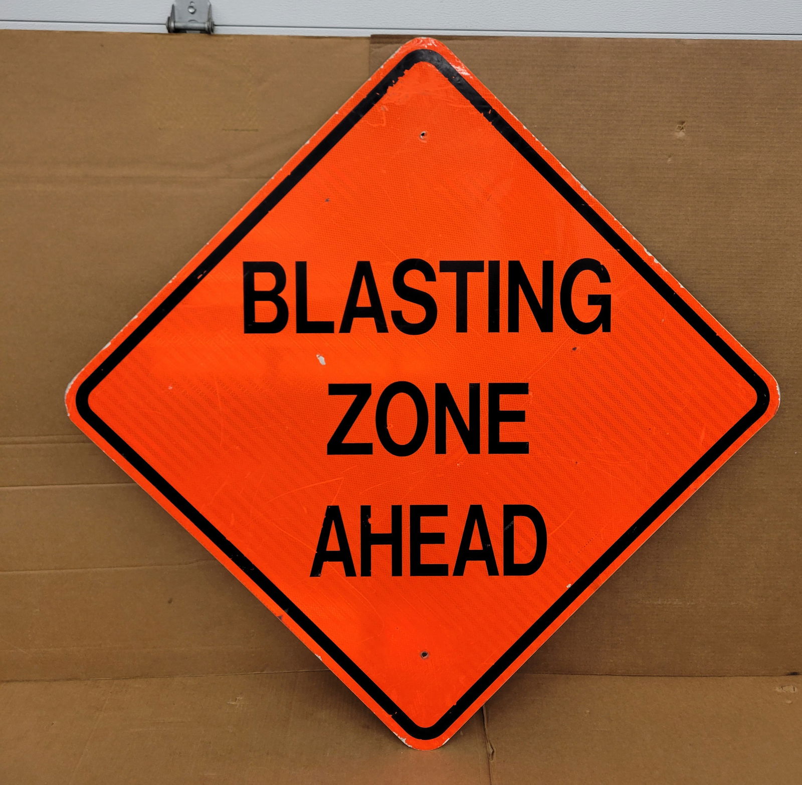 Blasting Zone Single Sided Tin Reflective Road Sign (1 of 2)