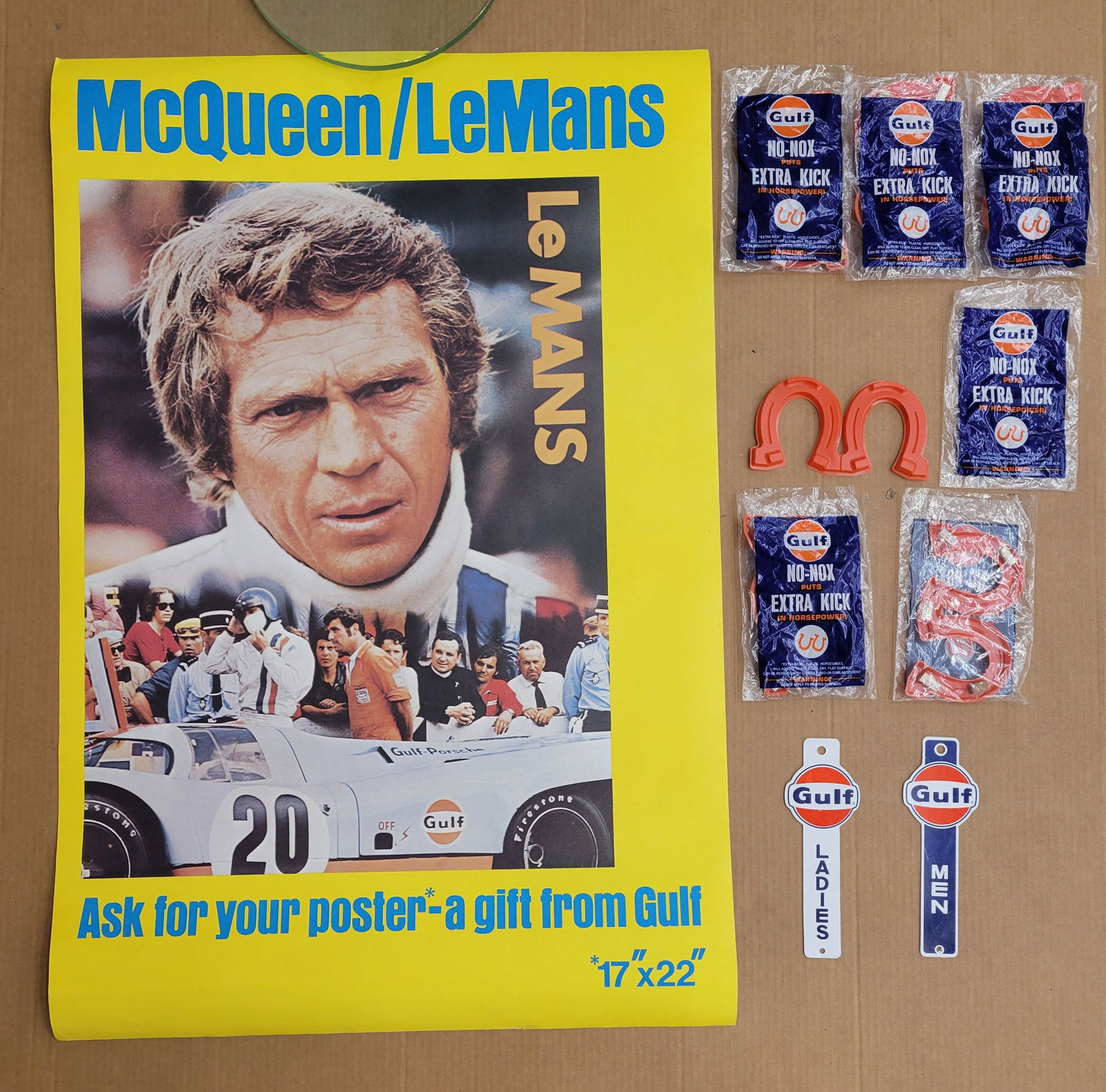 1971 Steve McQueen / Lemans Poster and Gulf Advertising Lot (1 of 3)