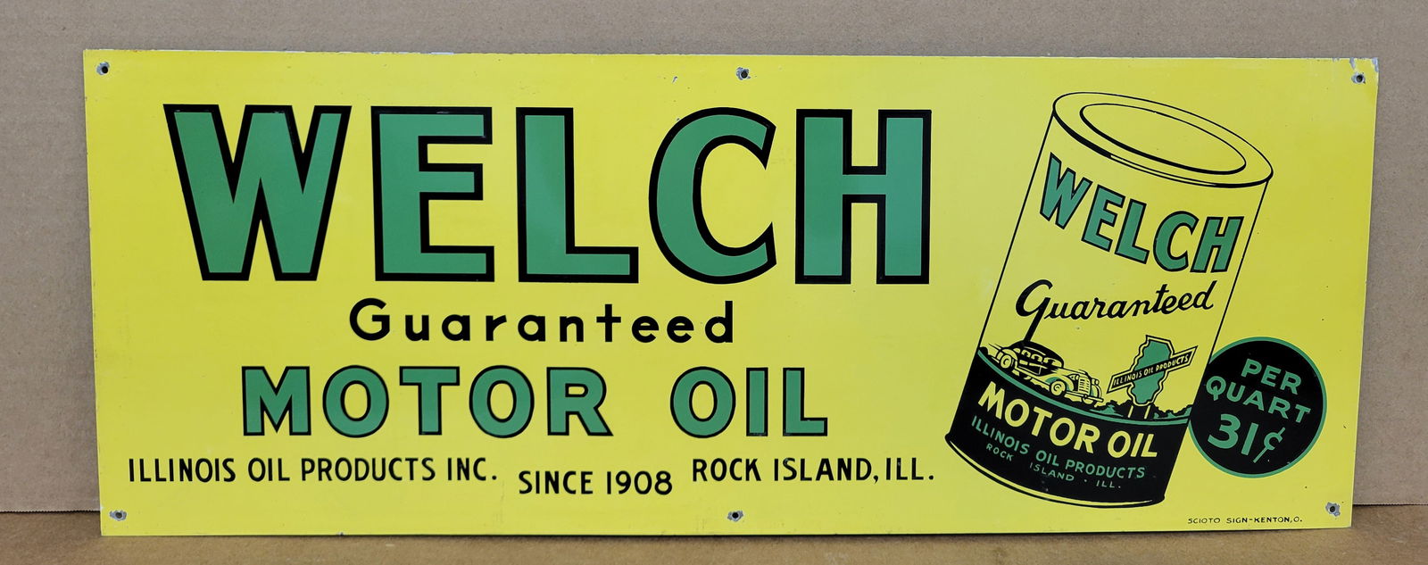 Welch Guaranteed Motor Oil Single Sided Tin Sign (1 of 2)