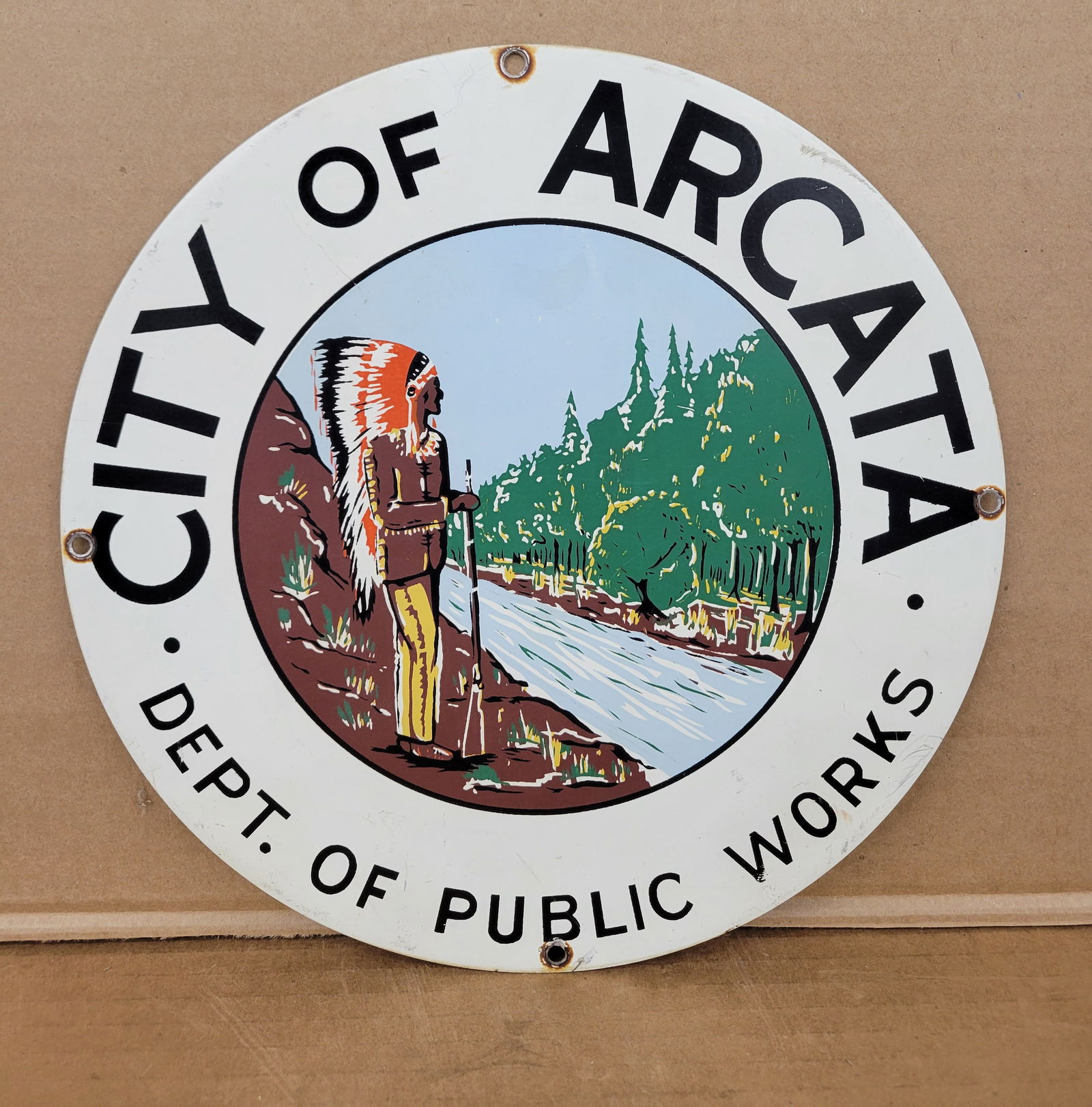 City of Arcata Dept. of Public Works Single Sided Tin Sign (1 of 2)