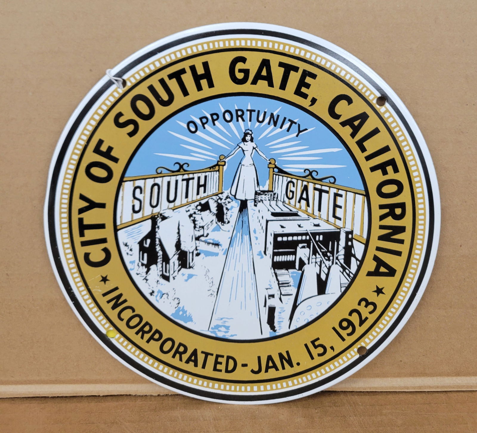 City of South Gate, California Single Sided Tin Municipal Sign (1 of 2)