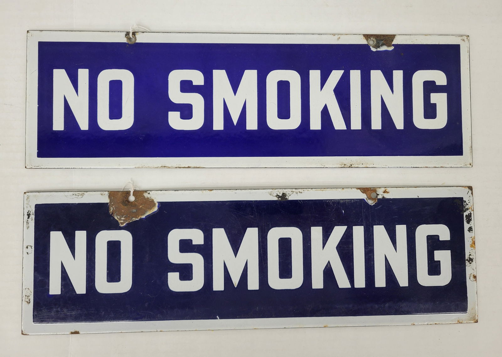 Pair of No Smoking Single Sided Porcelain Signs (1 of 2)