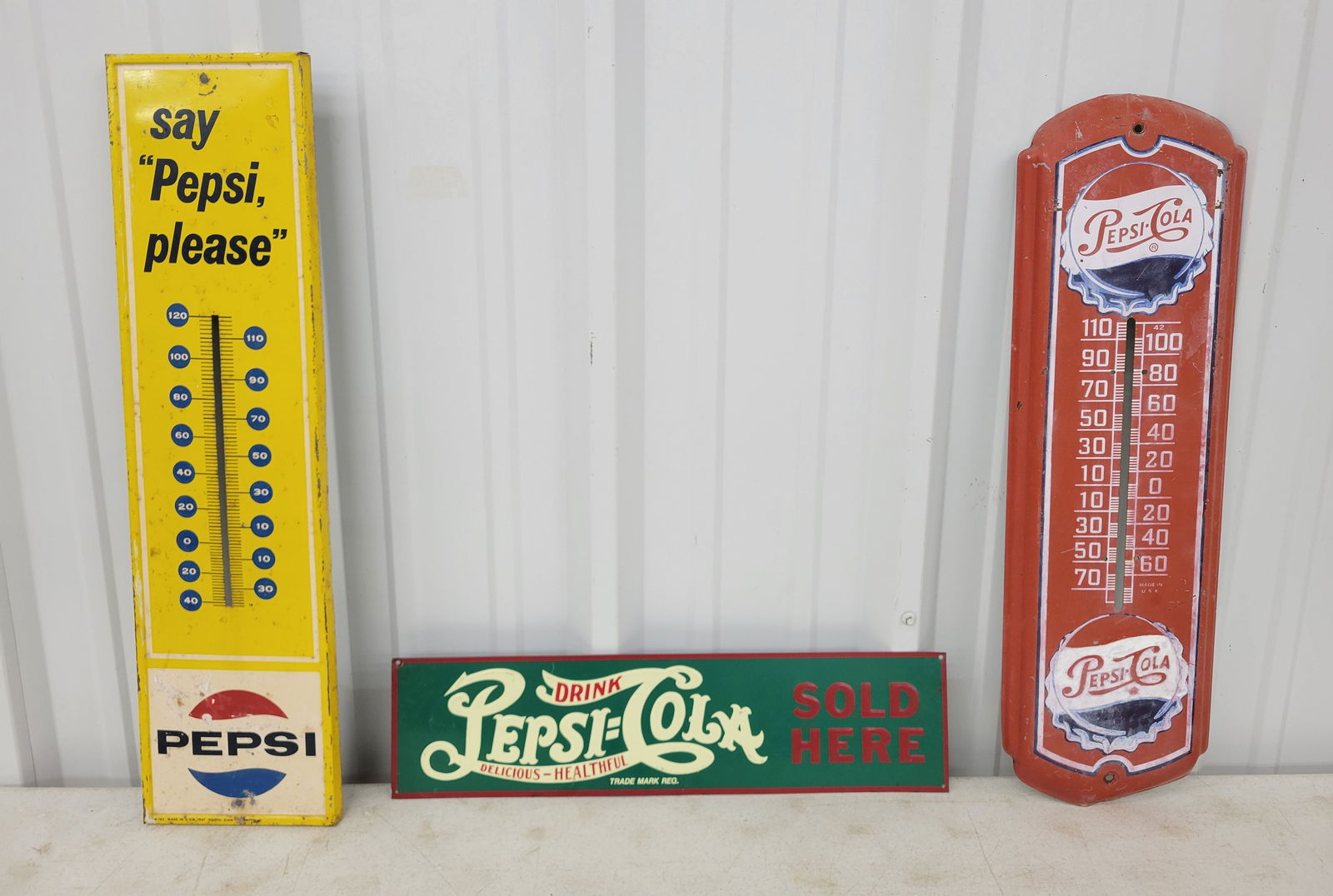 Pepsi Thermometers and Pepsi Cola Single Sided Tin Sign (1 of 1)