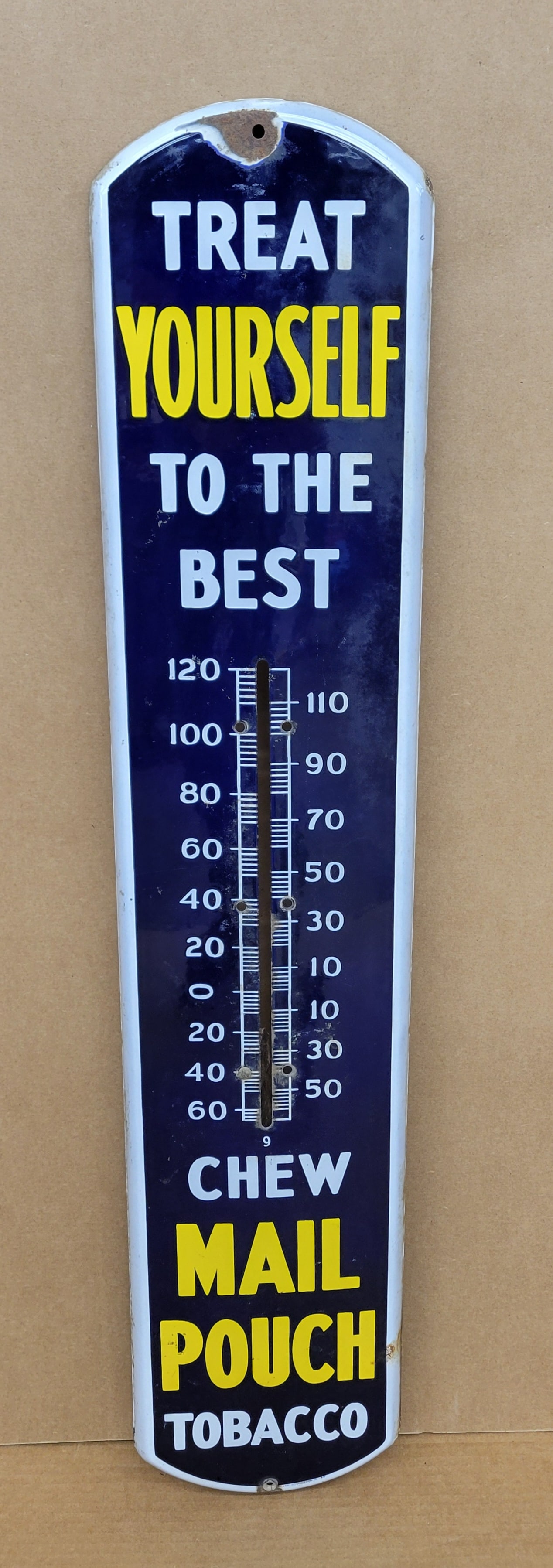 Chew Mail Pouch Porcelain Thermometer Sign (1 of 2)