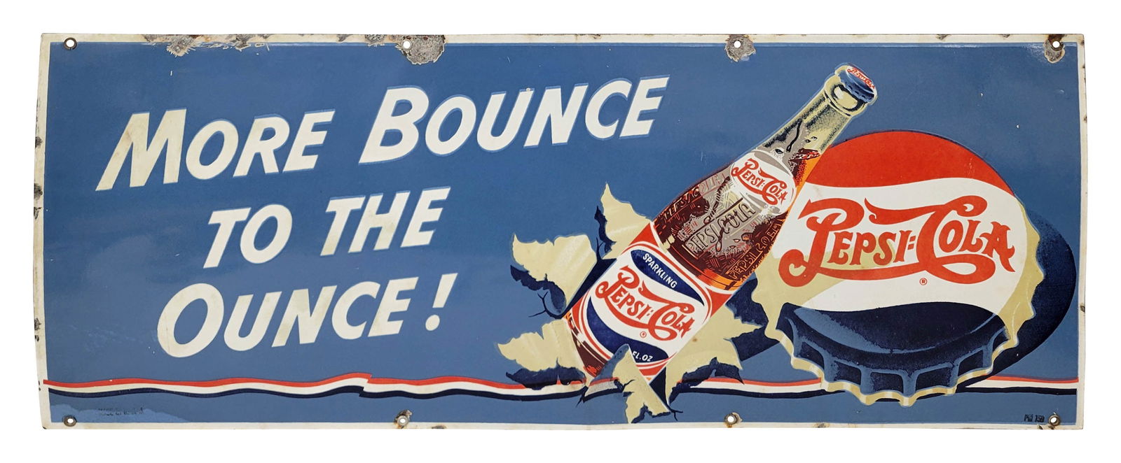 Pepsi Cola Double Dot More Bounce To The Ounce Single Sided Porcelain Sign (1 of 2)