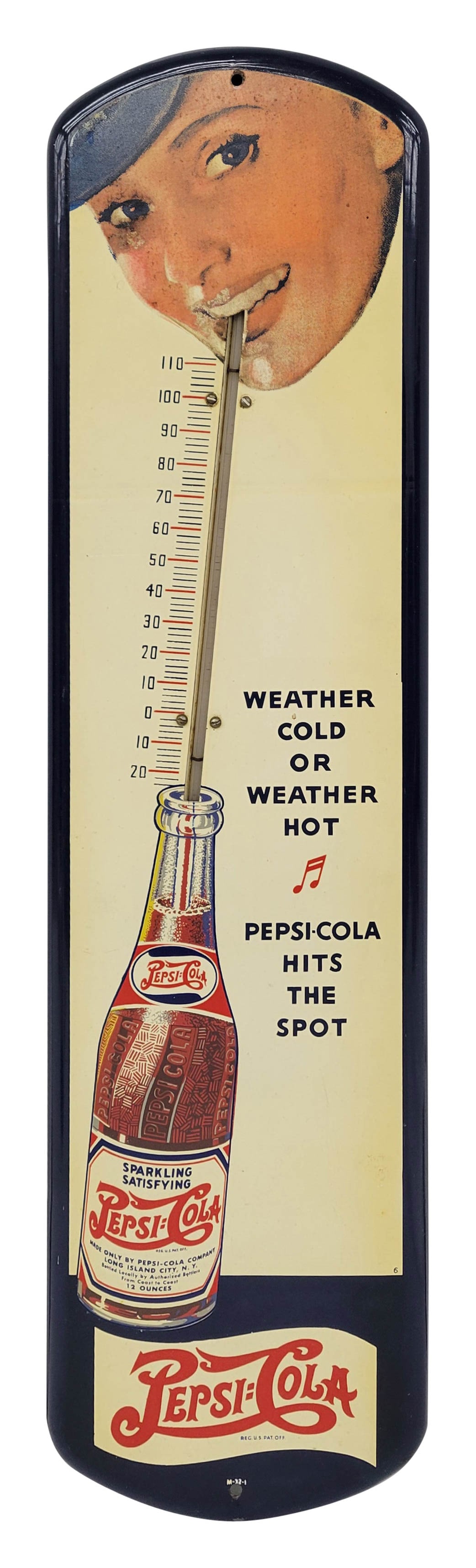 Pepsi Cola Double Dot Tin Thermometer With Girl (1 of 3)