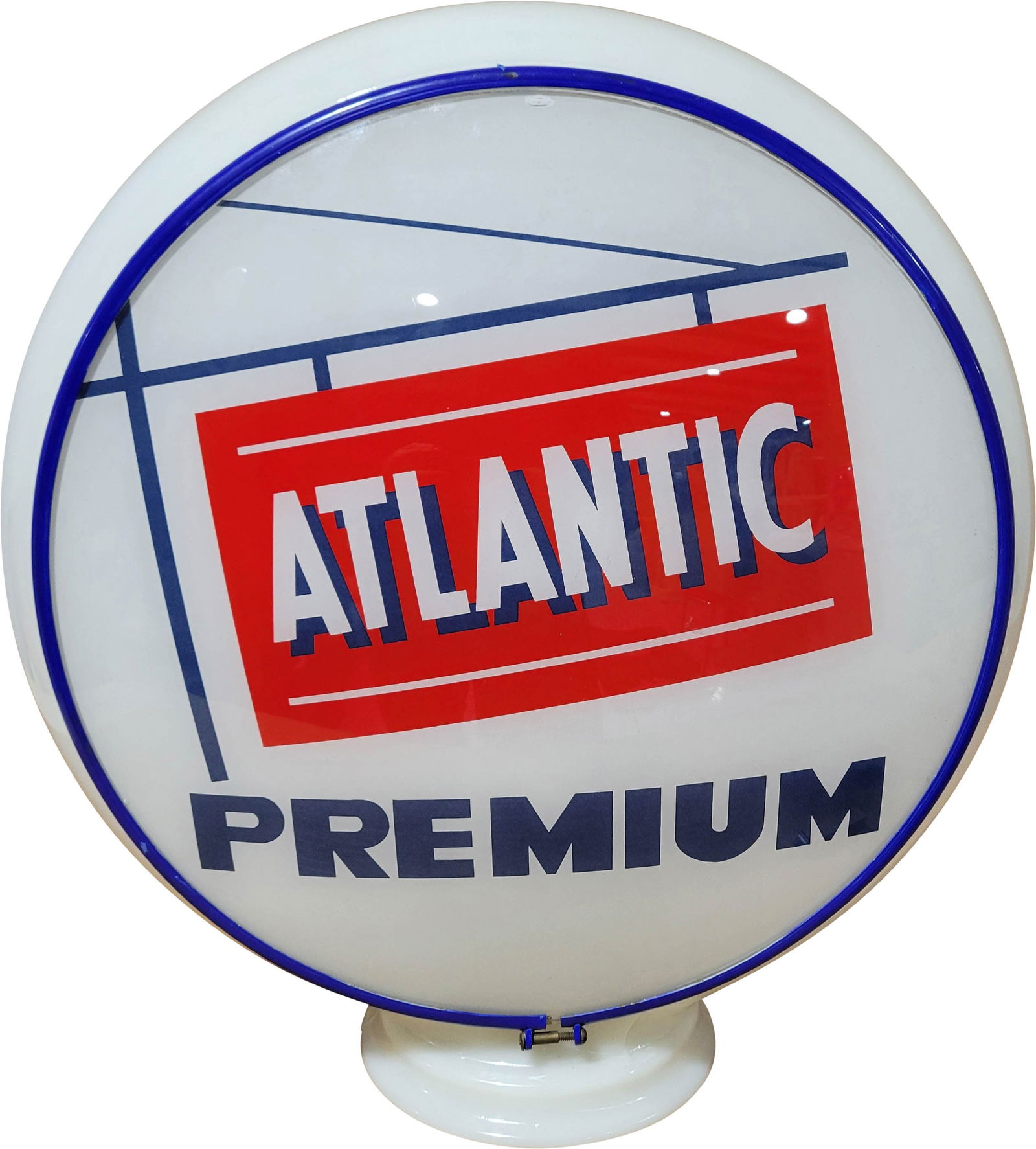 Atlantic Premium Gasoline 13.5" Complete w/ Gill Milk Glass Gas Pump Globe (1 of 3)