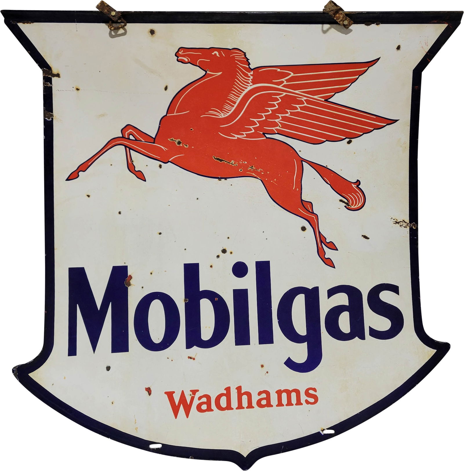 Rare Wadhams Mobilgas DSP Shield Sign w/ Pegasus (1 of 2)