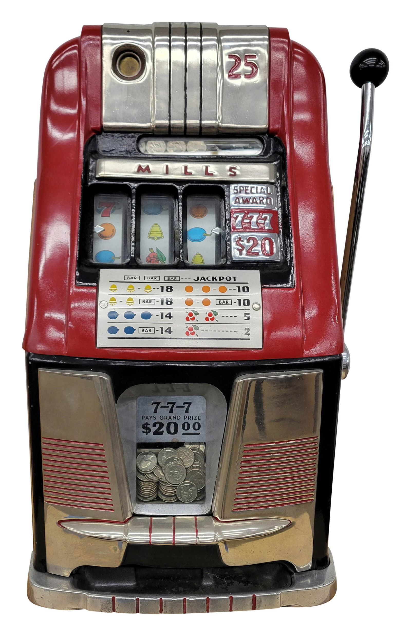 25 Cent Mills 777 Restored Slot Machine (1 of 3)