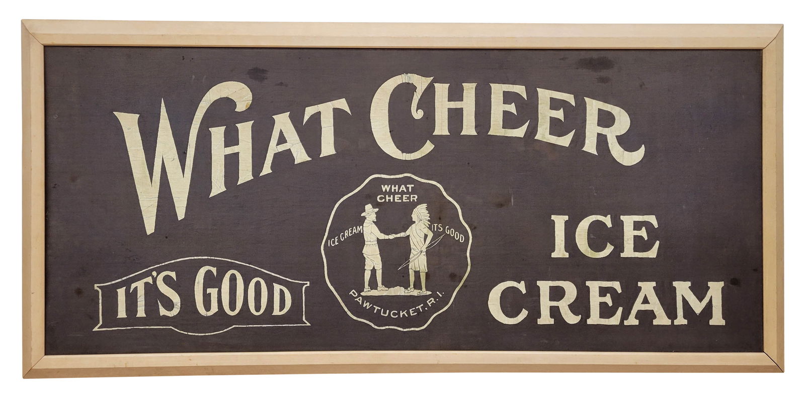 What Cheer Ice Cream It's Good Framed Cloth Banner Sign (1 of 3)