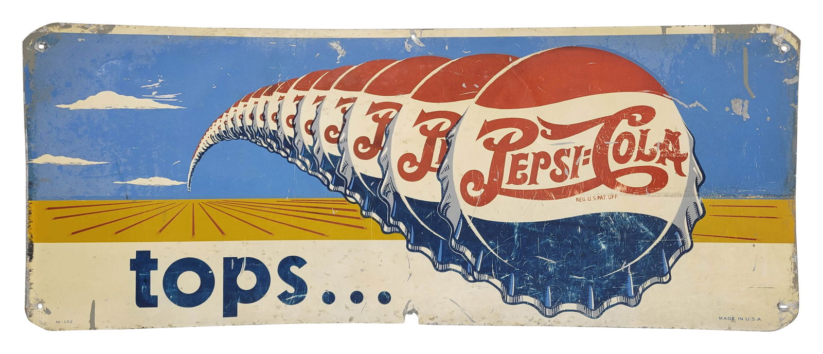 1948 Pepsi Cola Tops Single Sided Tin Sign (1 of 2)