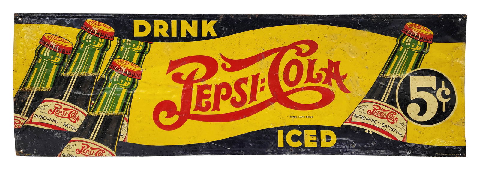 Drink Pepsi Cola Iced 5 Cent Single Sided Tin Sign (1 of 5)