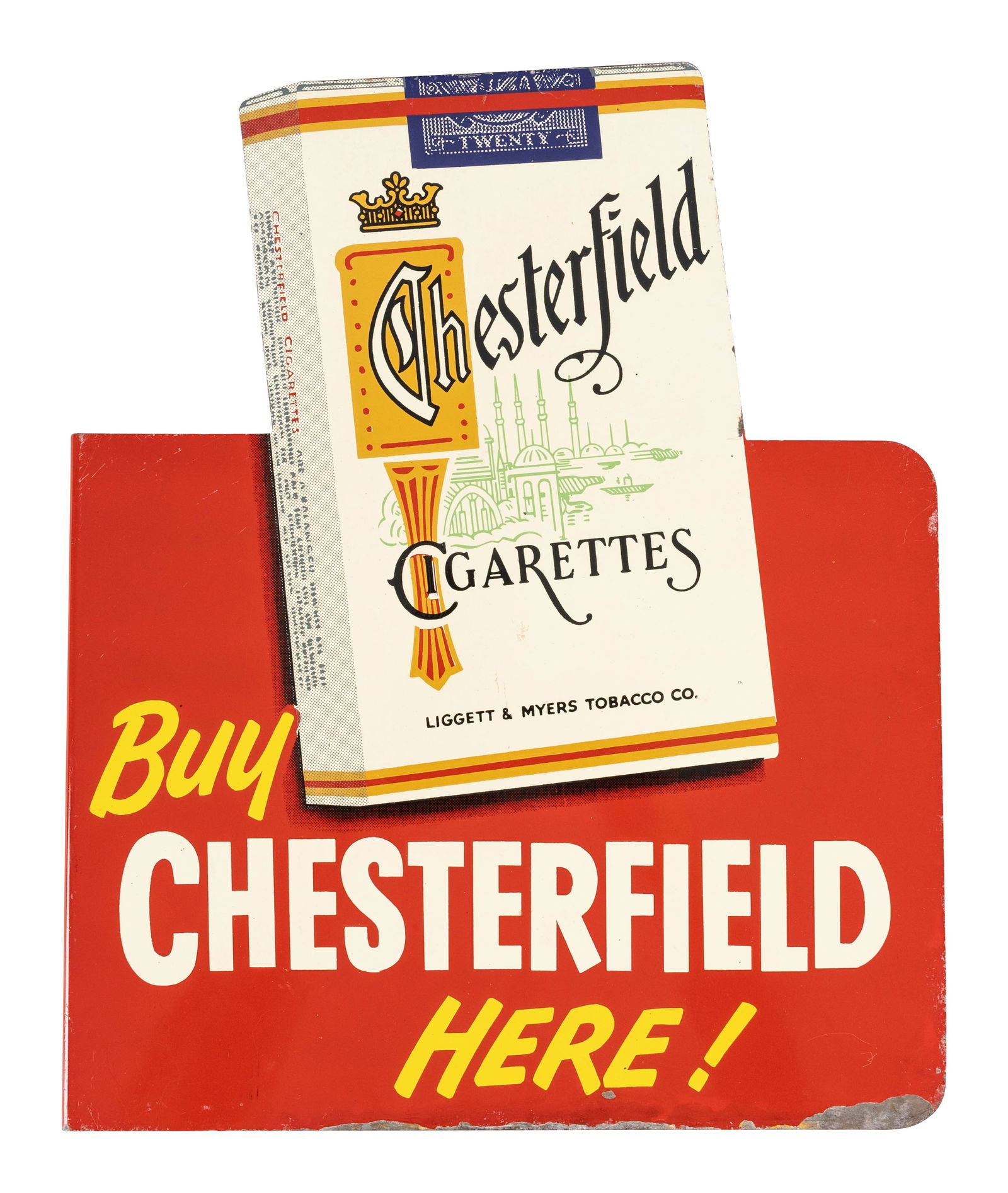 Buy L&M Filters Here! Cigarettes DST Die Cut Flange Sign Chesterfiled (1 of 3)