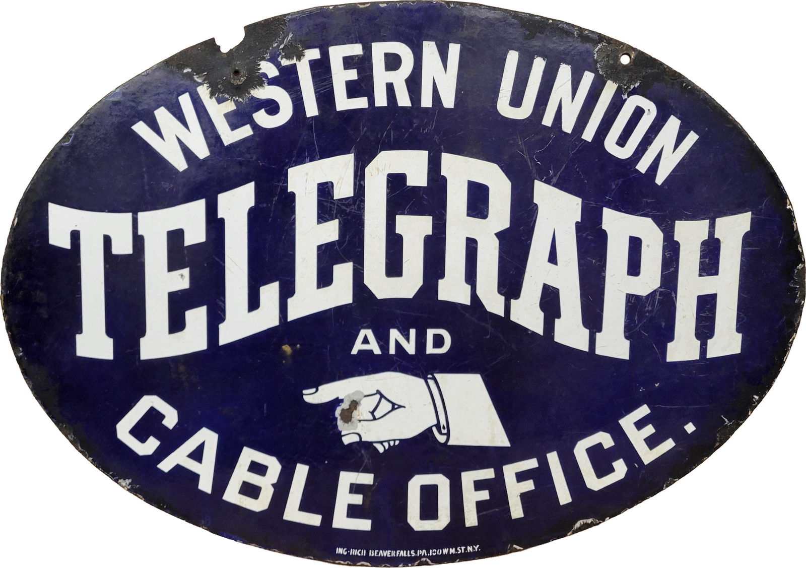 Western Union Telegraph and Cable Office Double Sided Porcelain Sign (1 of 2)