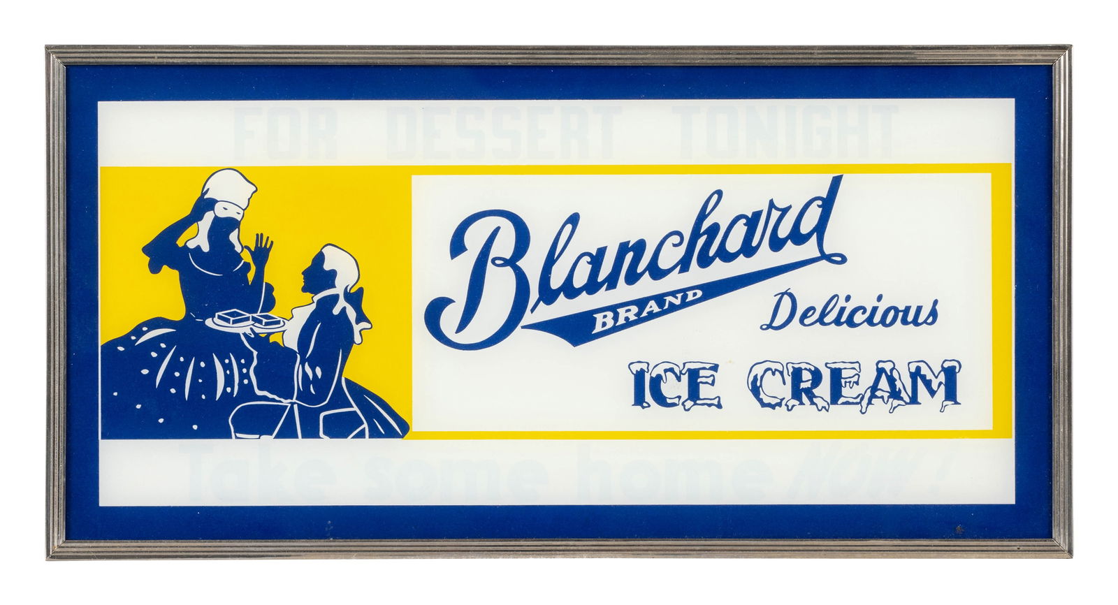 Blanchard Brand Ice Cream Glass Advertising Sign (1 of 2)