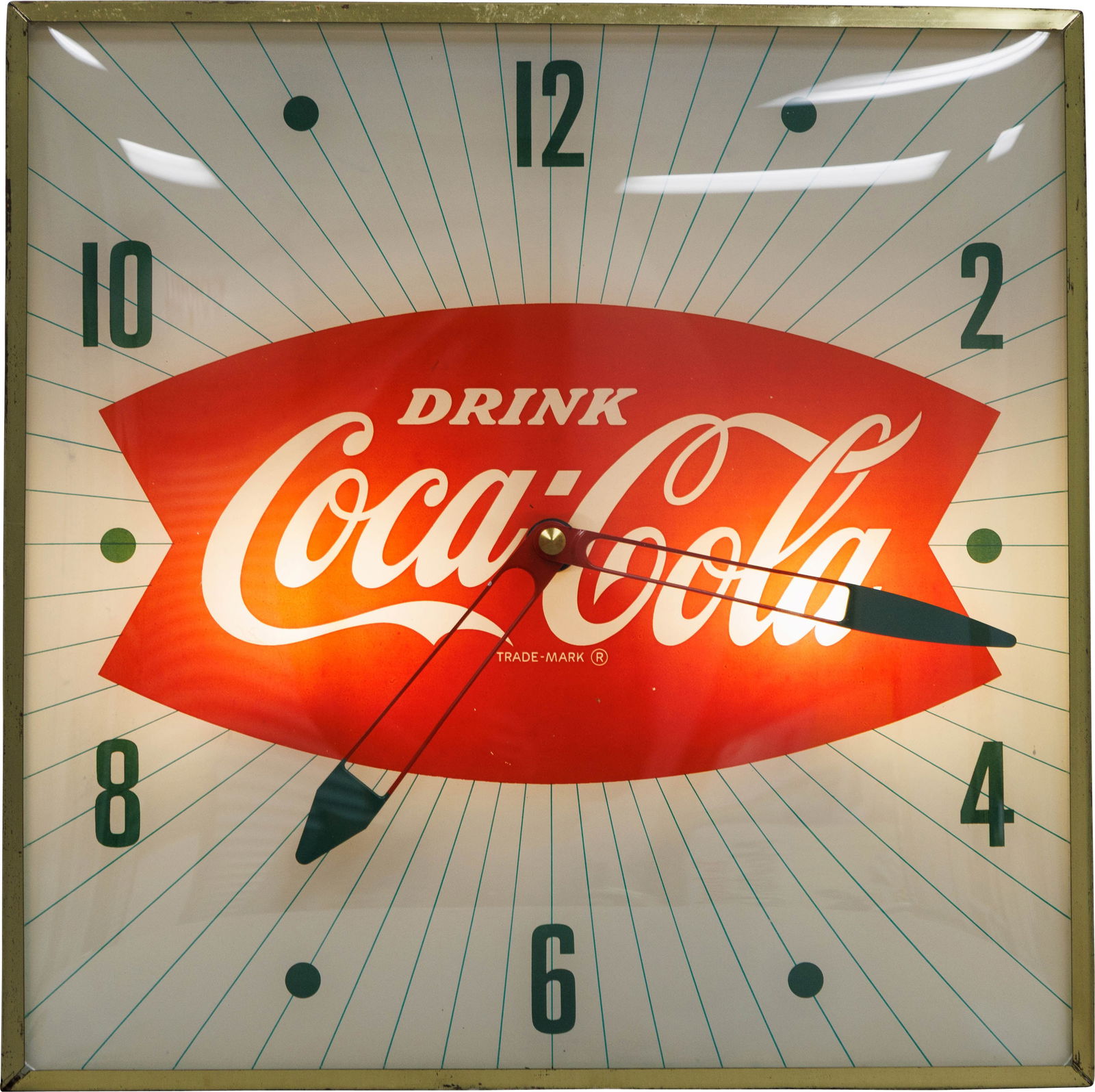 Drink Coca Cola 15.5" PAM Advertising Clock w/ Fishtail Logo (1 of 3)