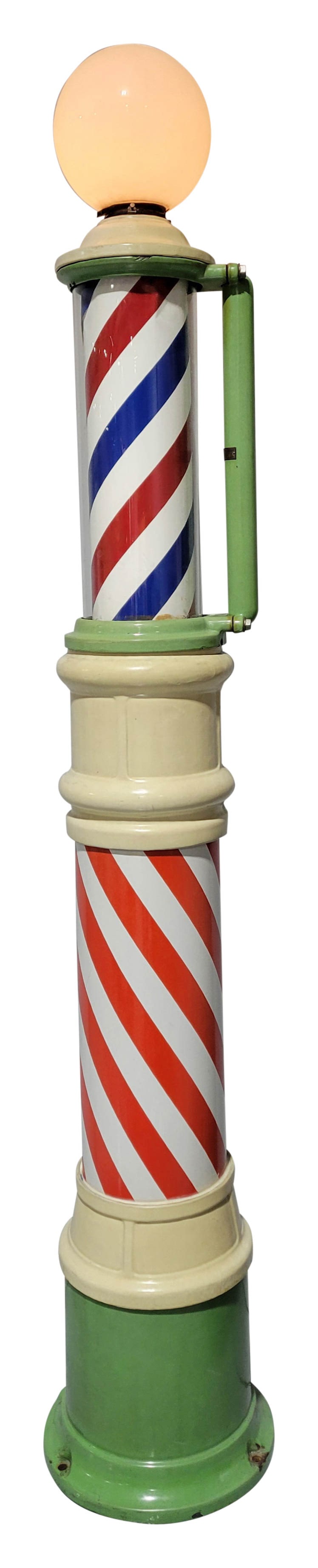 Floor Model Light Up Rotating Porcelain Barber Pole (1 of 5)