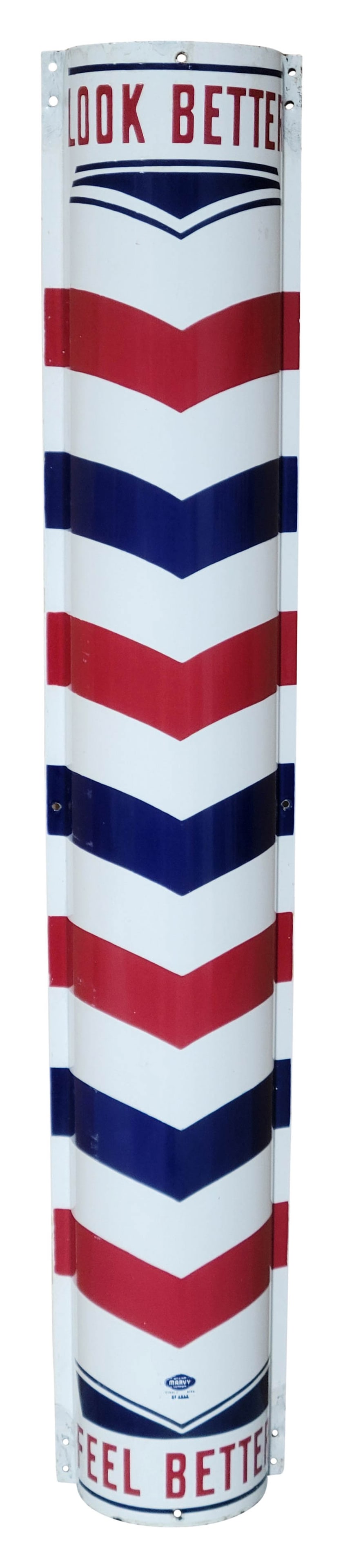 Marvy Look Better Feel Better Barber Shop Pole Porcelain Sign (1 of 3)