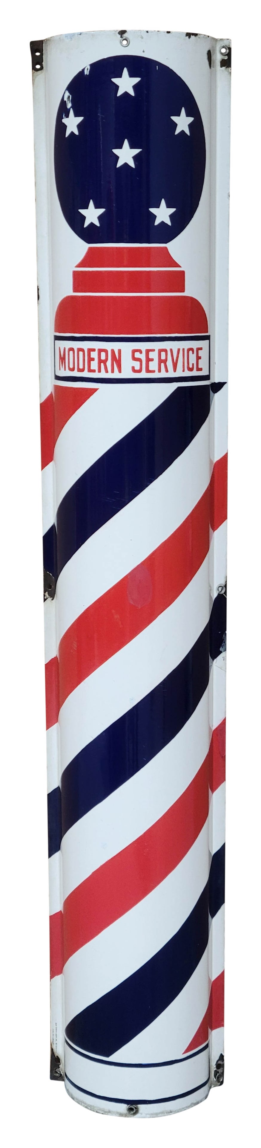 Modern Service Barber Shop Pole Porcelain Sign (1 of 3)