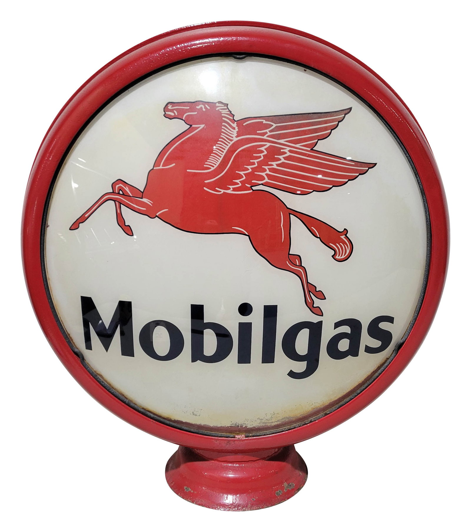 Mobilgas Gasoline 16.5" Complete HP Metal Body Gas Pump Globe w/ Pegasus (1 of 2)
