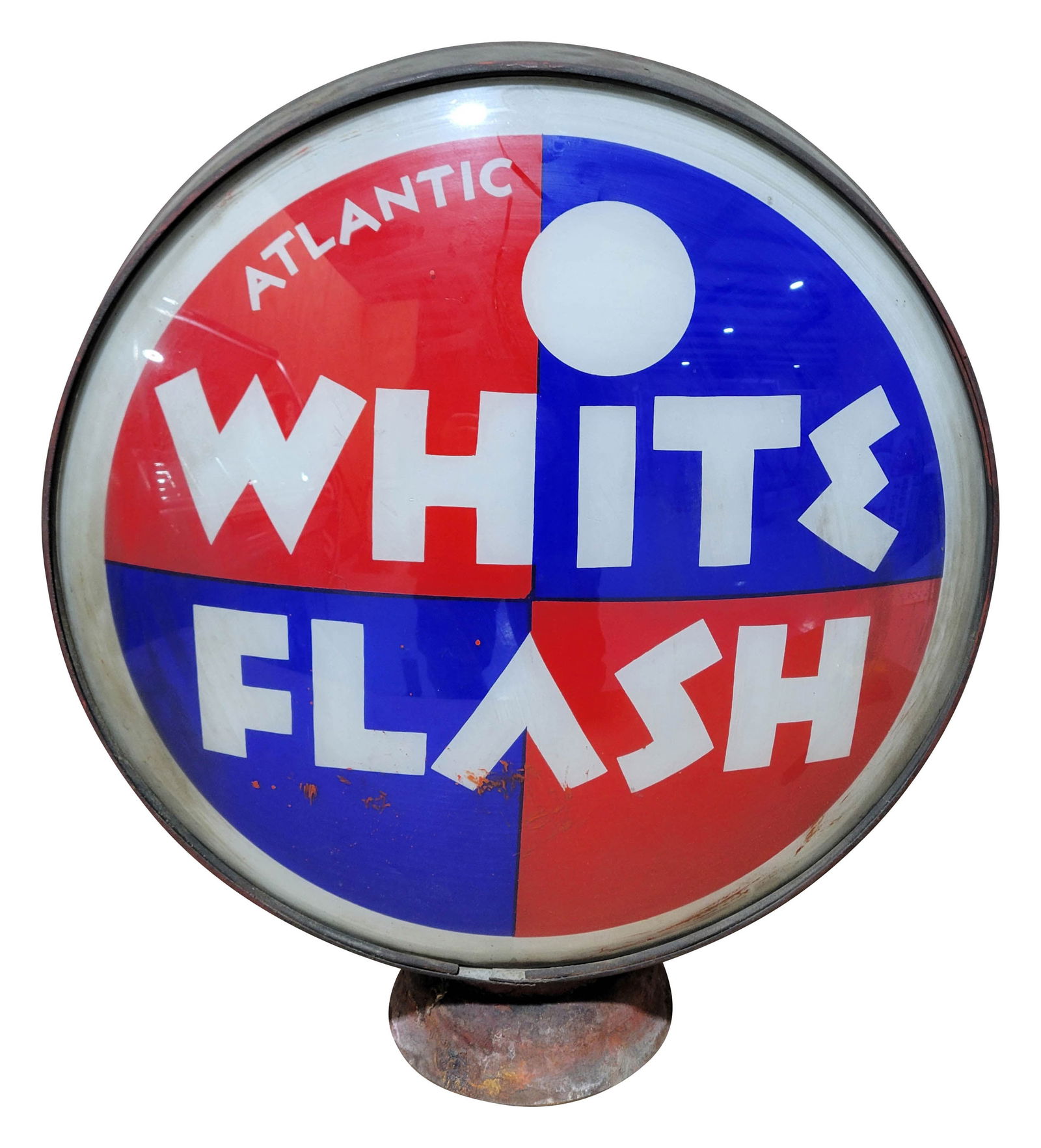 Atlantic White Flash Gasoline 16.5" Single Lens w/ LP Metal Globe Body (1 of 3)