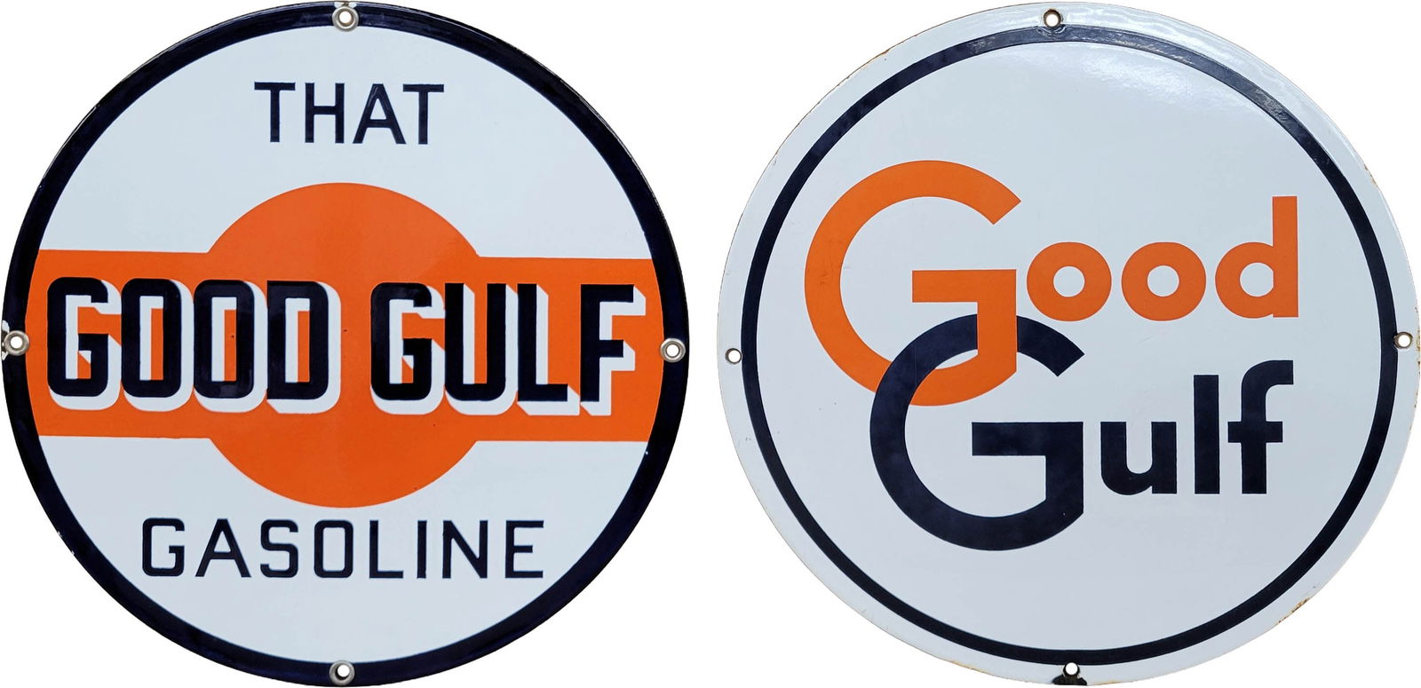 Lot of 2 Good Gulf Porcelain Pump Plate Signs (1 of 2)