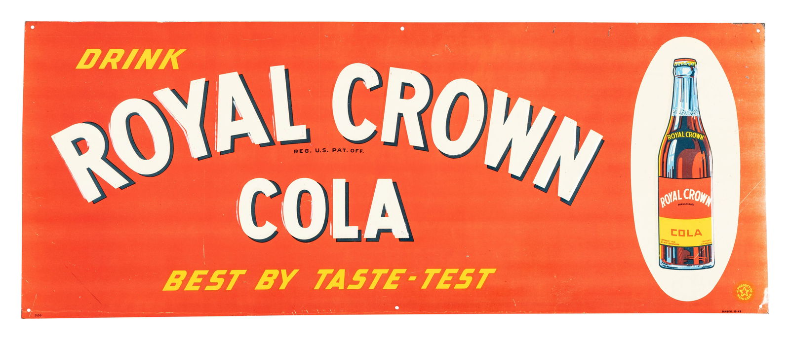 Drink Royal Crown Cola Emb. SST Sign w/ Bottle (1 of 2)