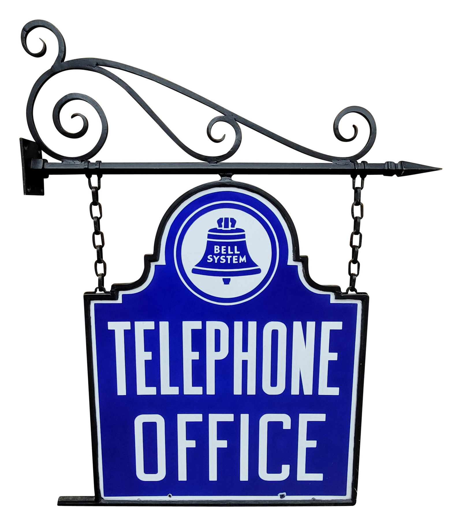 Bell System Telephone Office Double Sided Porcelain Sign With Bracket (1 of 2)