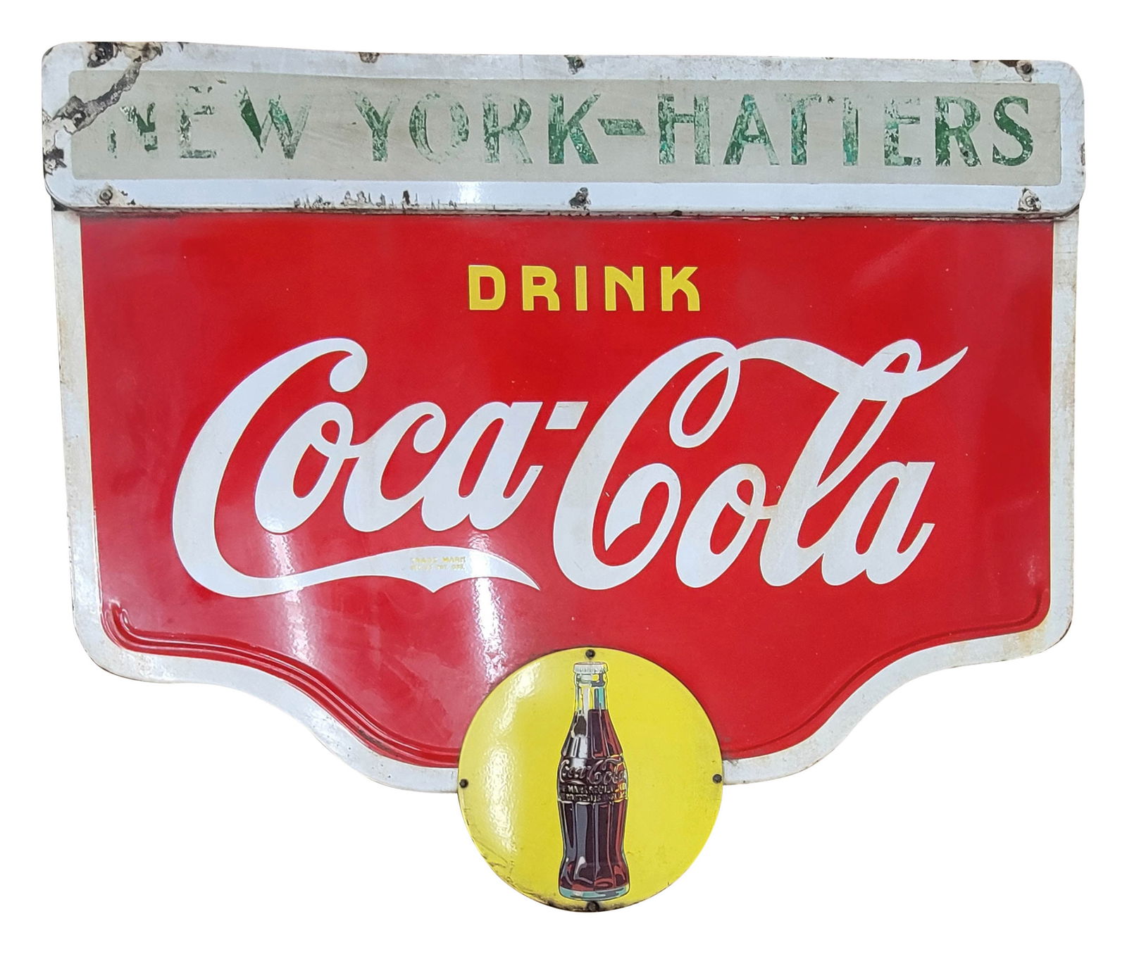Drink Coca Cola Double Sided Porcelain Sign With Yellow Buttons (1 of 2)