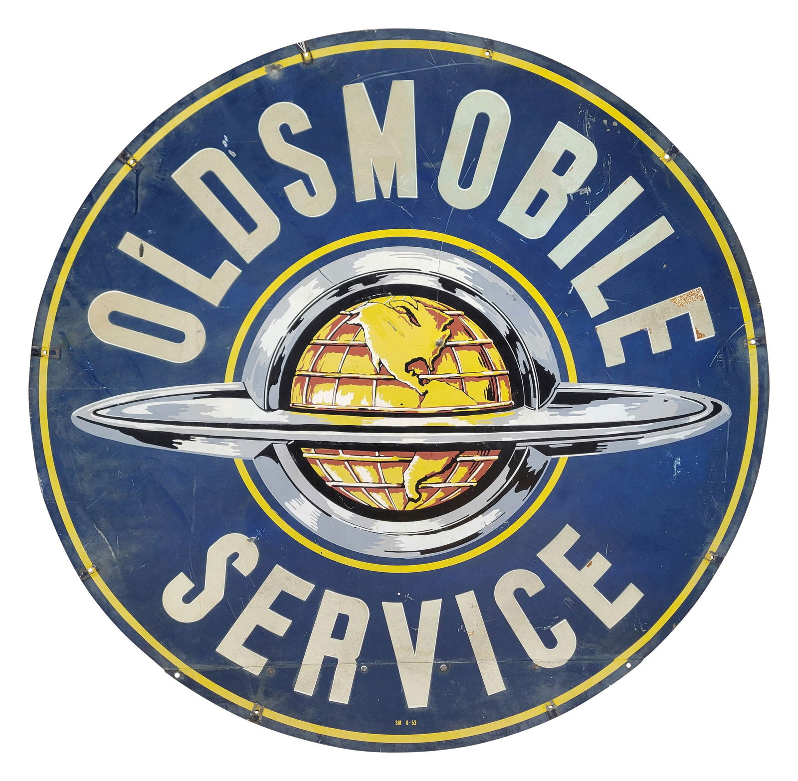1953 Oldsmobile Service 54" DST Reflective Sign w/ World Logo (1 of 3)